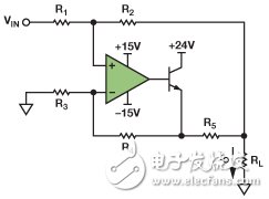 　圖1. 改進型Howland電流源驅動接地負載。