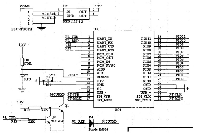 藍牙模塊的電路原理圖